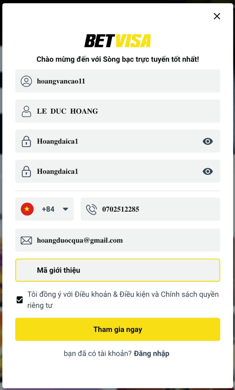 Bước 3: Cập nhật đầy đủ thông tin cá nhân của bạn